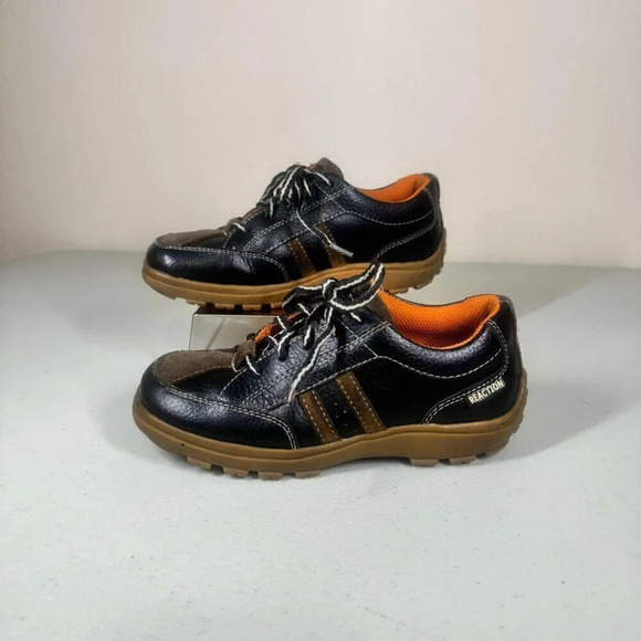 Reaction By Kenneth Cole Boys Shoes Black and Tan Leather Size 13.5 - Picture 1 of 14